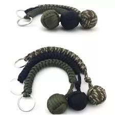 Keychain Strength Paracord Black Monkey Fist Hiking With Steel Ball Outdoor 2024