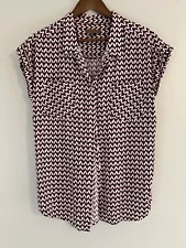 Jachs Girlfriend Maroon White Blouse Large