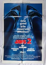 Vintage Jaws 2 Original One Sheet Movie Poster, Roy Scheider, Lorraine Gary 1978