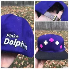 Pink Dolphin Hat Cross Wave w/ leather belt strap Streetwear cap Y2K Adjustable