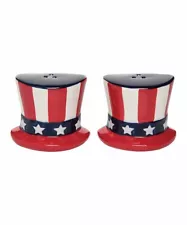 Uncle Sam Hat 4th of July Patriotic Salt & Pepper Shakers