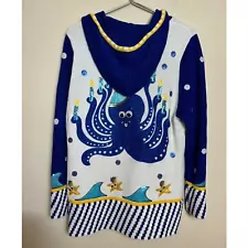 Berek Octopus Cardigan Sweater Sz Small Hanukkah Holiday Whimsical Sparkle NEW!