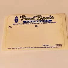 Pharmacy label ephemera paper WW1 drugstore Paul Davis Chicago IL sticker drug