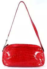 PRADA Candy Apple Red Crocodile Skin Medium CAMERA Shoulder Bag