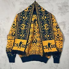 CS:GO Knit Sweater With scarf Men’s Small Blue Yellow