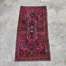 Antique Sarouk Oriental Rug Hand Knotted Wool Carpet Runner