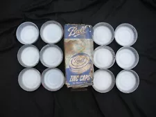 TWELVE VINTAGE BALL ZINC MASON JAR LIDS IN ORIGINAL BOX NEW OLD STOCK