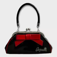 Black, Red, & Silver Bow & Skull Purse Sourpuss