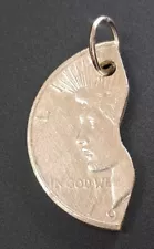 Estate Jewelry Half Peace Dollar .925 Sterling Silver Pendant