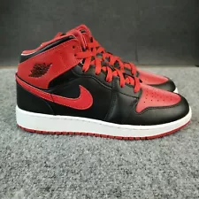 Nike Air Jordan 1 Mid Shoes Youth Size 7 Black Red Alternate Bred Sneakers