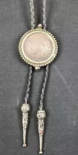 VINTAGE 1922 AUTHENTIC GENUINE US SILVER PEACE DOLLAR COIN BOLO TIE