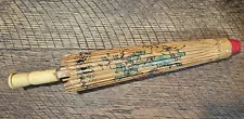 Vintage Bamboo Paper Oriental Parasol. See Photos, Some Small Tears B11