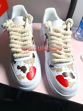 Custom Cow Print’ Air Force 1's With Rope Lacing