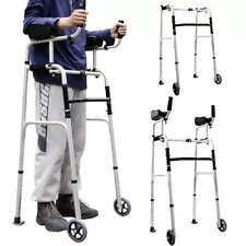 Stand Up Walkers for Seniors with 2 Wheels, 8 Height-Adjustable, Platform Wal...