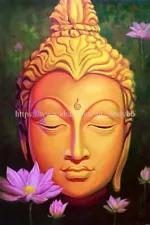 artwork prints for sale Buddha face lotus flower paper poster