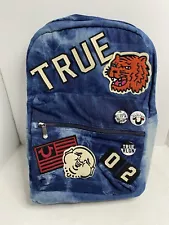 True Religion Denim Dyed Backpack W Patches Buttons Horseshoe Logo New Tags NWT