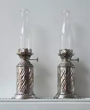 Pair Victorian Miniature Hinks Bijou Kerosene Paraffin Oil Lamp Lamps