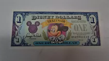 Disney Money 1993 $1 Mickey's 65th Anniversary Uncirculated Dollar Bill