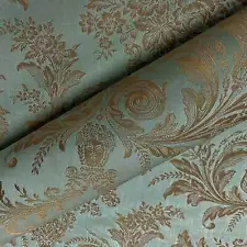 Foscari Robin Egg Blue Silk Damask Upholstery Fabric 54"