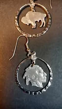 Buffalo Nickel Earrings. Perfect For A Coin Collector. Excellent Condition