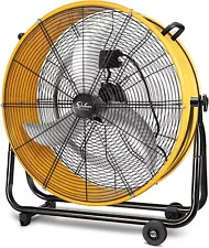 24" Heavy Duty Metal Drum Fan, 3-Speed, for Warehouse Use