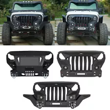 Steel Mad Max Grill Front Bumper Fit Jeep Wrangler JK 2007-2018 w/Winch Plate