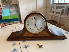 Antique 8 Day Sessions Tambour Mantel Clock Gong and Time Working