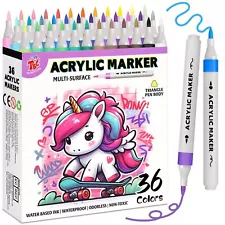 36 Colors Acrylic Paint Markers, Waterproof, Non-, odorless,Suitable for Pape...