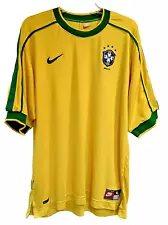 Nike Team Tag XL Brazil CBF 1998 1999 Yellow Jersey Football Soccer Preowned