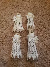 Set Of 4 Hand Made Crocheted Angels