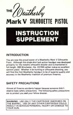 Weatherby Mark V Silouette Pistol InstructionManual On USB (READ DESCRIPTION!!!)