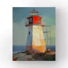 Lighthouse #2 8X10 Oil Painting By JUNE HENRY Limited Edition Giclee 3/50