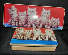 Pair Of 1950s-60s Thorne's Toffee Tins Leeds, England Persian Kittens Cats