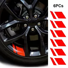 6 PCS Reflective Car Wheel Rim Vinyl Decal Sticker Accessories Red for 18"-21"