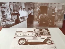 3 Black White 11x14" Prints Barber Shop Ice Cream Gas Station Photographs 1920's