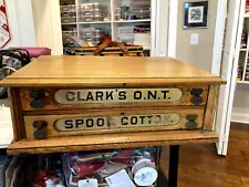 Clark's O. N. T Spool Cotton Antique Cabinet all OAK Wood