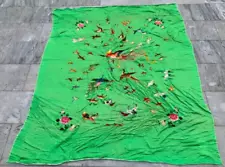 Vintage Chinese Tablecloth, Embroidered Chinese Table cloth 4x6 ft Free Ship