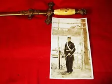 VINTAGE KNIGHTS TEMPLAR ENGRAVED SWORD AND ORIGINAL PHOTO