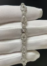 Lady’s Diamond Cut Tennis Bracelet 925 Silver 14.2G 7” 8mm Estate Found