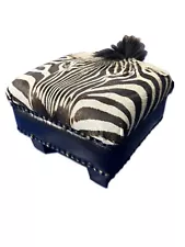 Real Zebra Ottoman 9 H X 13 X 13" Real African Zebra Skin Hair-on Foot Stool