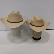 2pc Set of Men's Atwood Straw Western Hats Sz XS/L