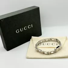 Gucci G logo Bracelet Silver 925 1924-2 For Men With Storage Box Used