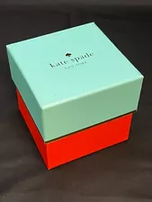 Kate Spade Aqua and Orange Empty Gift Box 3.5" Square