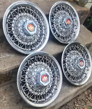 Set of 4 NOS Vintage Universal Accessory RWD 14" Wire Spoke Hubcaps Wheel Covers (For: 1980 Malibu)