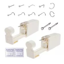 2 Pack Disposable Self Nose Piercing Tool With 10Pc Nose Rings Nose Piercing Kit