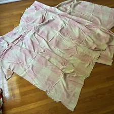 Vintage 1950s Pink And Beige Wool Blend Camp Blanket As Is Worn Massive Big