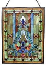 Stained Glass Window Panels 2 EACH Tiffany Style Victorian Design MATCHING PAIR