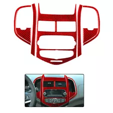 Central Control Radio Console Carbon Fiber Sticker For CHEVROLET SONIC 8PC Red