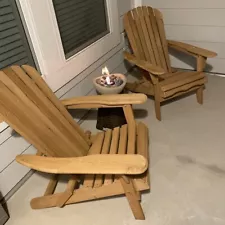 2pc Foldable Wooden Adirondack Chairs, Outdoor Furniture, Weather-resistant