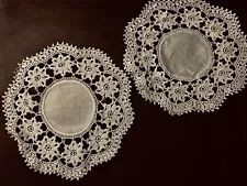 Two Lovely Cake Doilies Crochet Trim Scalloped Edges Approximately 7 1/4" each